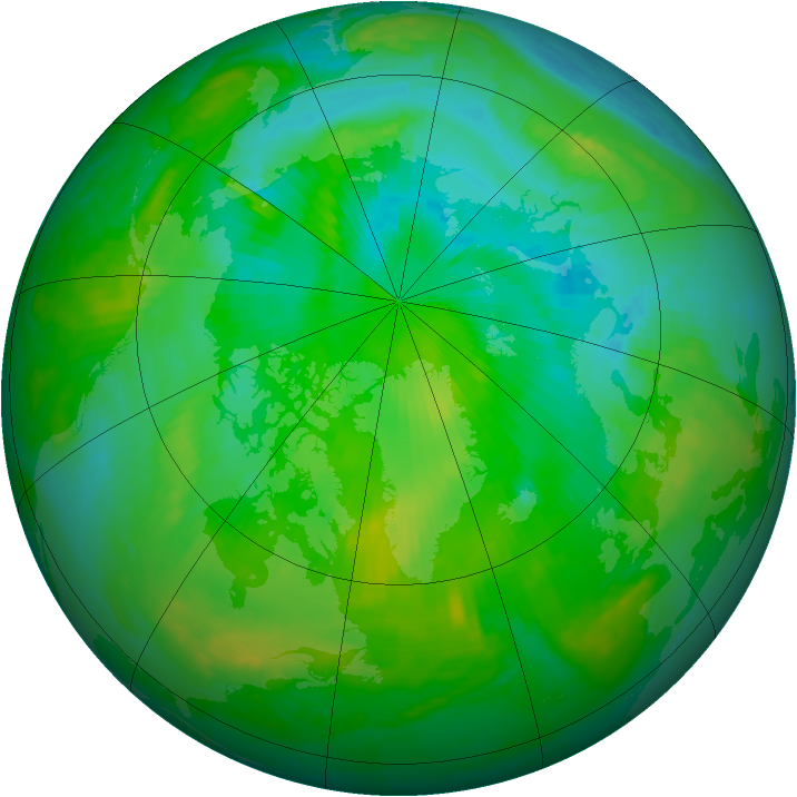 Arctic ozone map for 22 July 2000